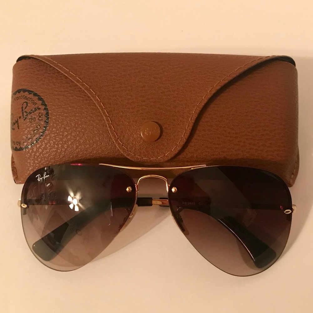 NEW RAY BAN Aviators Sunglasses RB3449 Brown/Gold